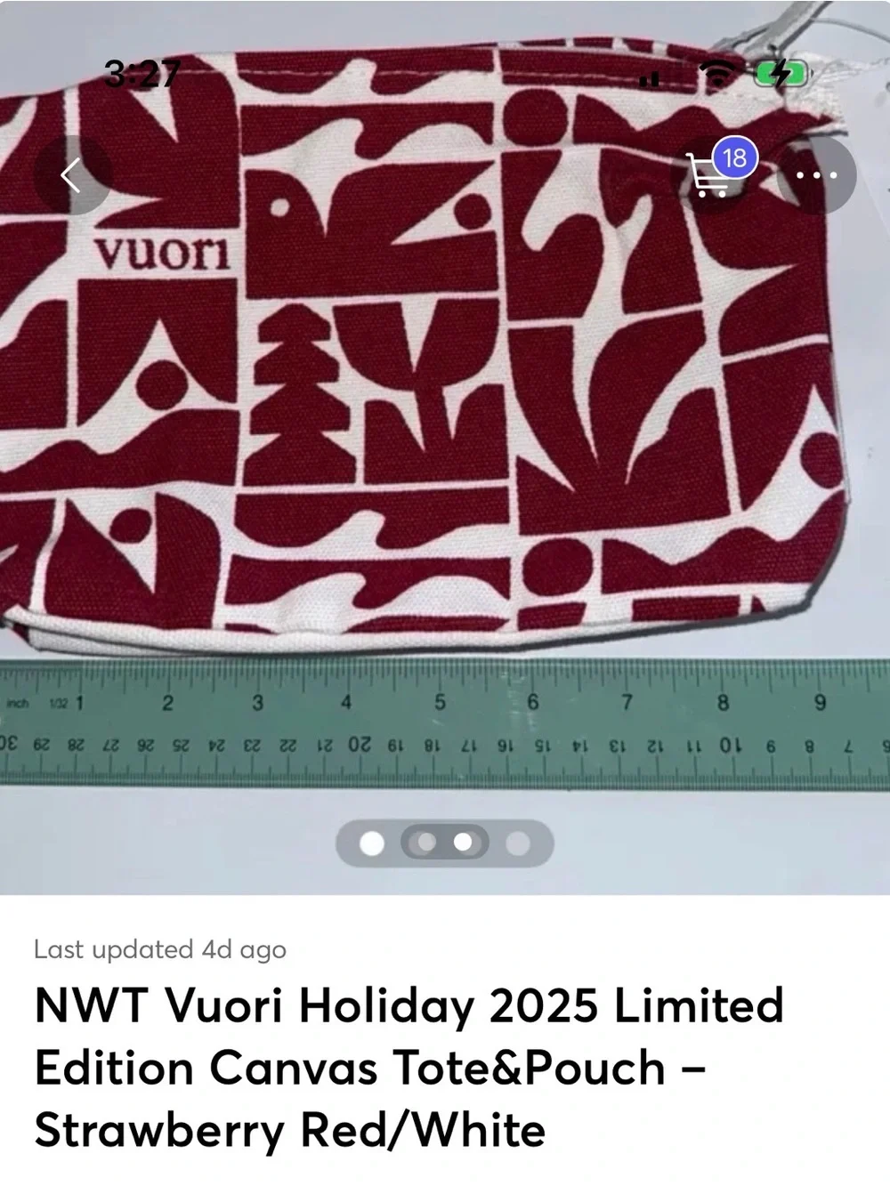 Vuori Red and White Graphic Canvas Tote